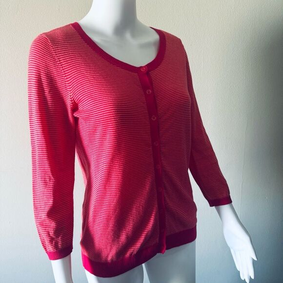 The Limited Pink Striped 100% Cotton Cardigan Size M - Picture 3 of 6